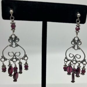 Sterling Silver and Garnet Chandelier Earrings
